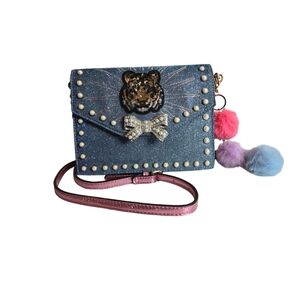 Aldo tiger glitter and pearl chain strap crossbody